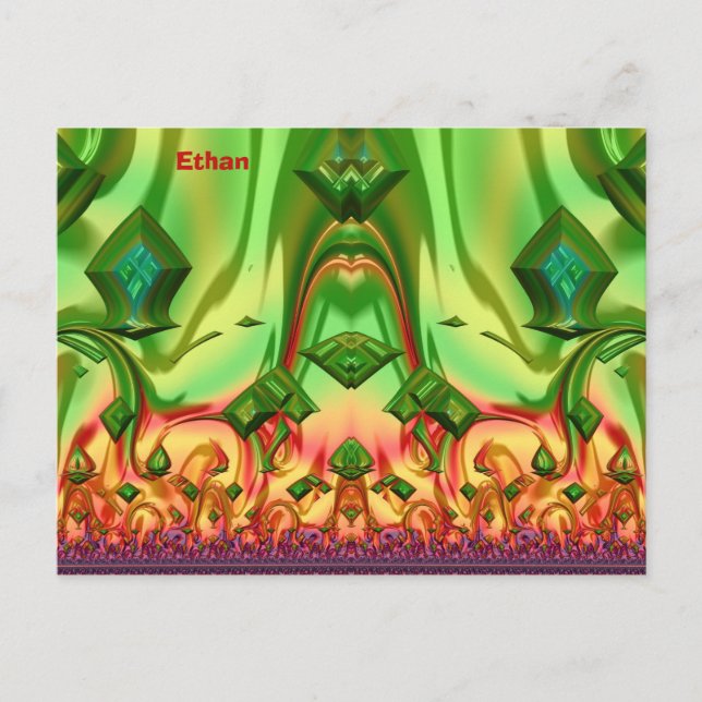 ETHAN ~ 3D-designmönster ~ julfärger~ Vykort (Framsida)