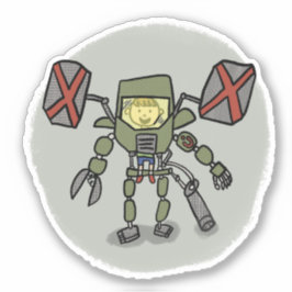 Ethan Mech Tecknad Bok Stil Sticker Klistermärken