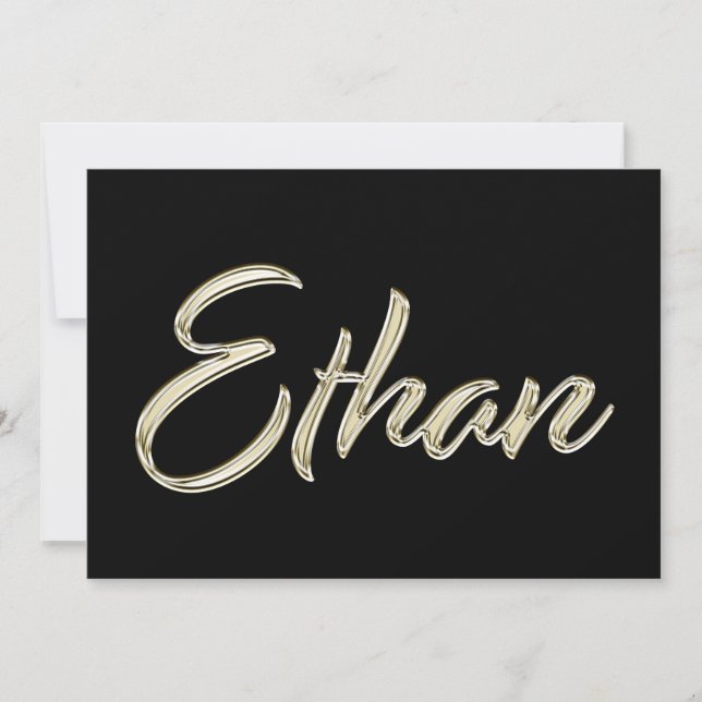 Ethan Name white gold Handwriting Karte Kort (Framsida)