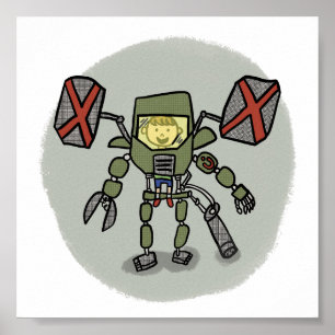 Ethan's Mech Comicbook Stil Print Poster