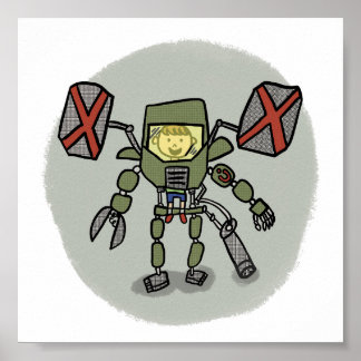 Ethan's Mech Comicbook Stil Print Poster