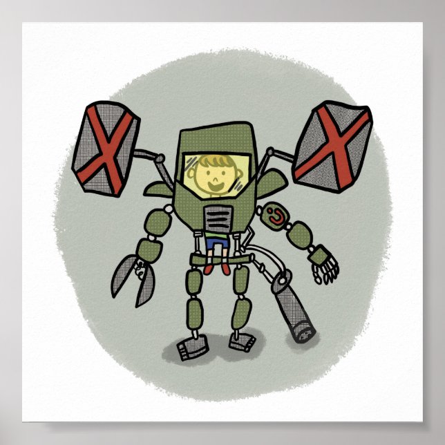 Ethan's Mech Comicbook Stil Print Poster (Framsidan)