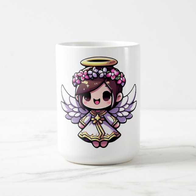 Etheral Angelic Chibi - ängel, halo, blommor Kaffemugg (Center)