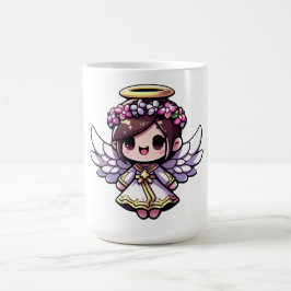 Etheral Angelic Chibi - ängel, halo, blommor Kaffemugg