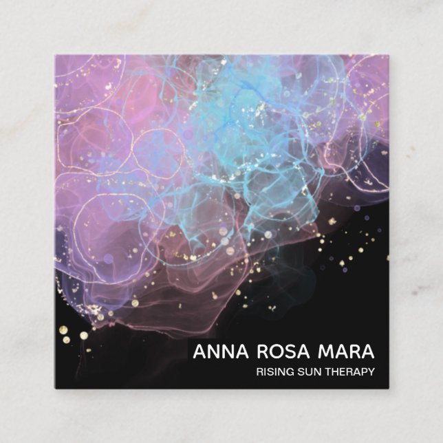 *~* Etheral AP46 Magic Glitter Logotyp Abstrakt QR Fyrkantigt Visitkort (Framsida)