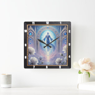 Etheral Archway Vit ros Framed Fyrkantig Klocka