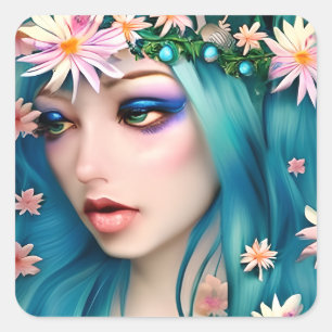 Etheral Art Vacker Fairy Fyrkantigt Klistermärke