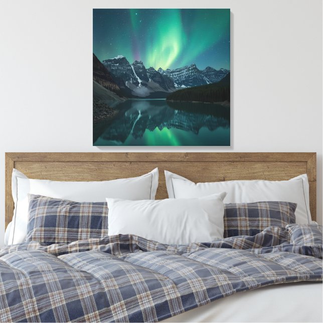 Etheral Aurora Triptych - Norra Ljus Poster Canvastryck (Insitu (sovrum))
