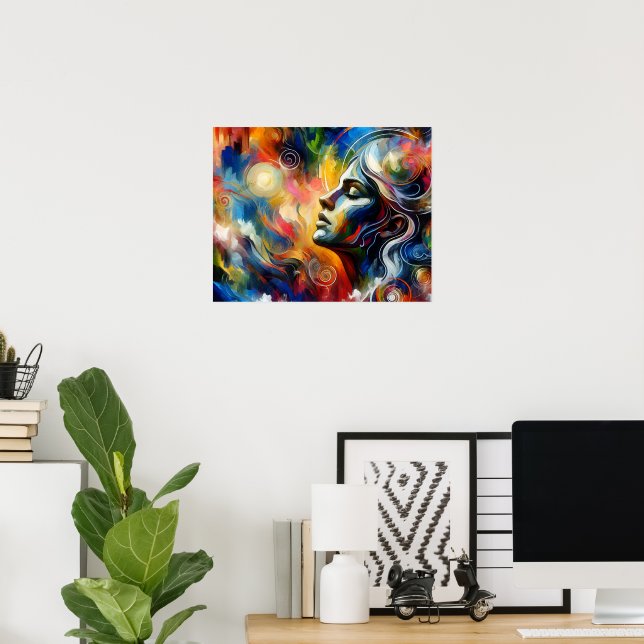 "Etheral Awakening - Abstrakt Soul Art" Vibrant Poster (Hemmakontoret)