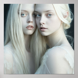Etheral Beauty: White-Har Pair in Stunning Ful Poster