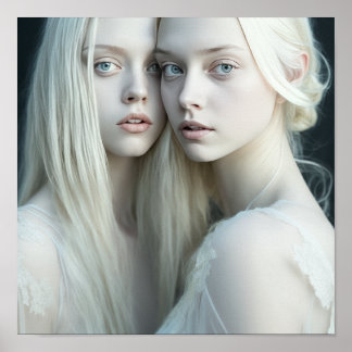 Etheral Beauty: White-Har Pair in Stunning Ful Poster