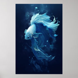 Etheral Betta Fish Swimming Poster