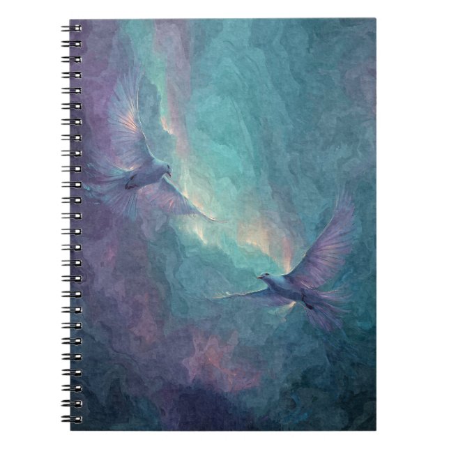 Etheral Birds Aurora Notebook Anteckningsbok (Framsidan)