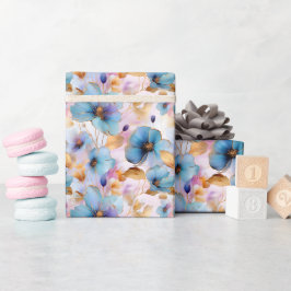 Etheral Blåa blommor i soft Pastels Alcohol Bläck Presentpapper