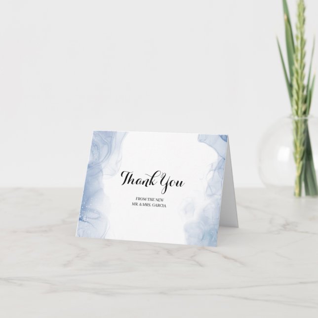 Etheral Blue Bläck Watercolor - tackkort (Framsida)