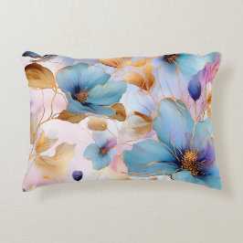 Etheral Blue Blommigt Alcohol Bläck accent Pillow Prydnadskudde