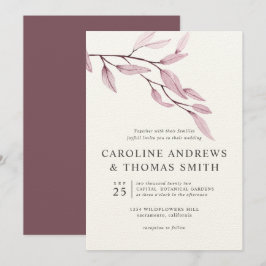 Etheral Blue | Chic Botaniskt Löv bröllop Inbjudningar