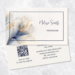 Etheral Blue Guld Flowers Visitkort