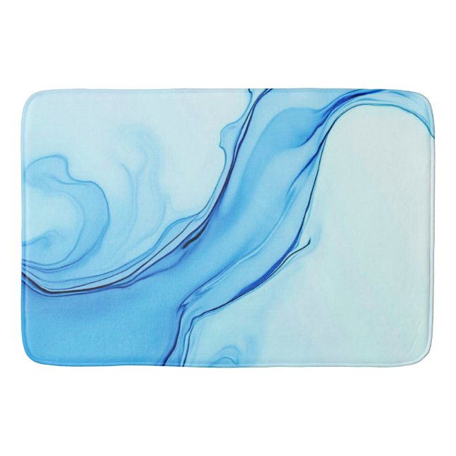 Etheral Blue Liquid Art Swirls Badrumsmatta (Framsidan)