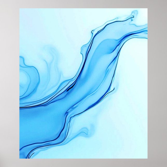 Etheral Blue Liquid Art Swirls Poster (Framsidan)
