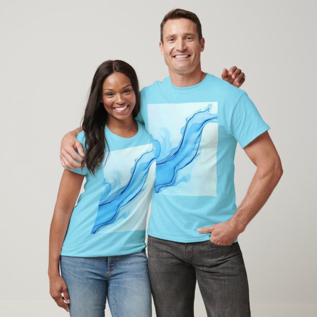 Etheral Blue Liquid Art Swirls T Shirt (Unisex)