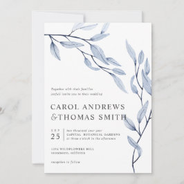 Etheral Blue | Lodrät Botaniskt Löv bröllop Inbjudningar