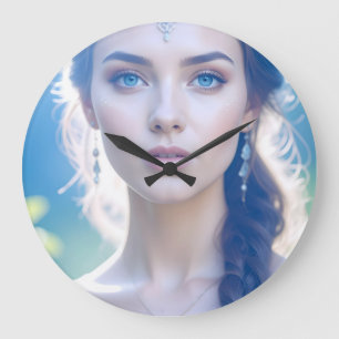 Etheral Blue Ögon Wall Clock Stor Klocka