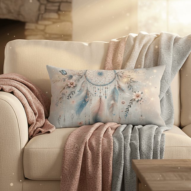 Etheral Boho Dreamcatcher Lumbarkudde (Ethereal Boho Dreamcatcher Lumbar Pillow)