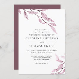 Etheral Burgundy | Botaniskt Löv bröllop Inbjudningar