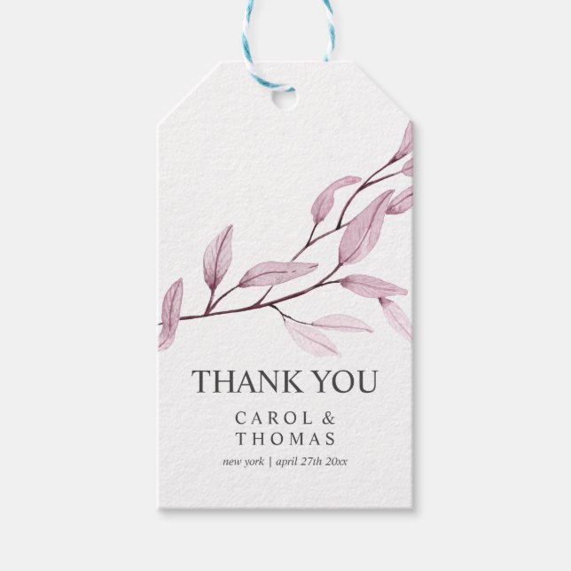 Etheral Burgundy | Monogram tack bröllop Presentetikett (Framsidan)