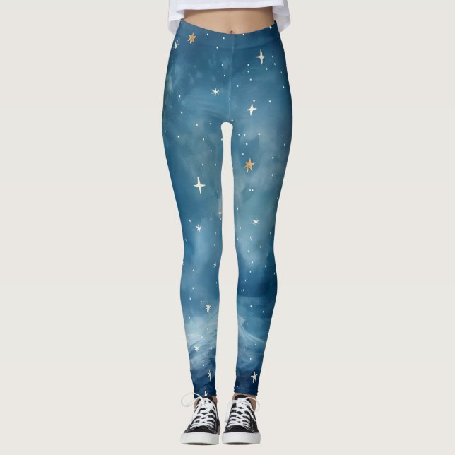 Etheral Celestial Blue Dream Leggings (Framsida)