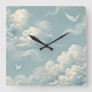 Etheral Clouds Fyrkantig Klocka