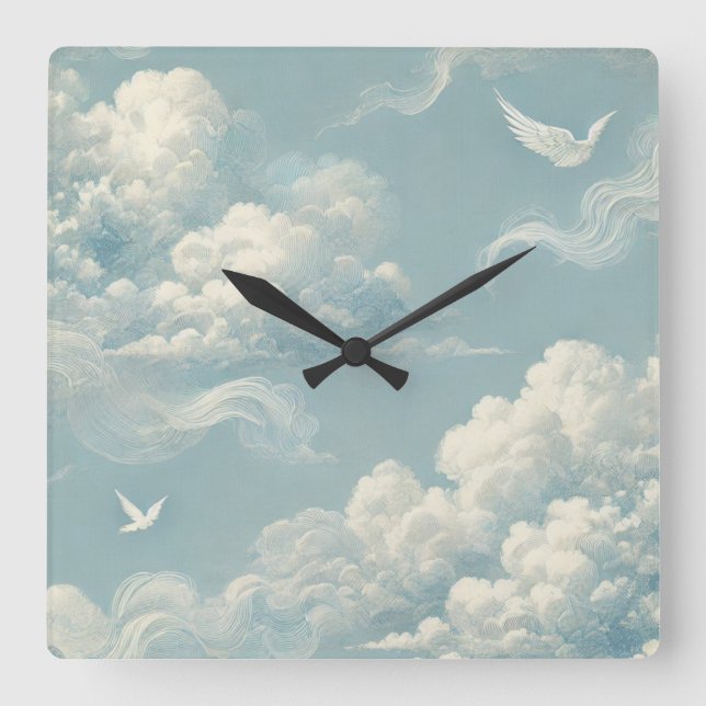 Etheral Clouds Fyrkantig Klocka (Framsida)