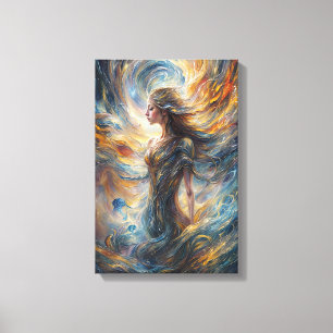 Etheral Cosmic Goddess Abstrakt Porträtt Art Canvastryck