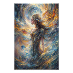 Etheral Cosmic Goddess Abstrakt Porträtt Art Fototryck