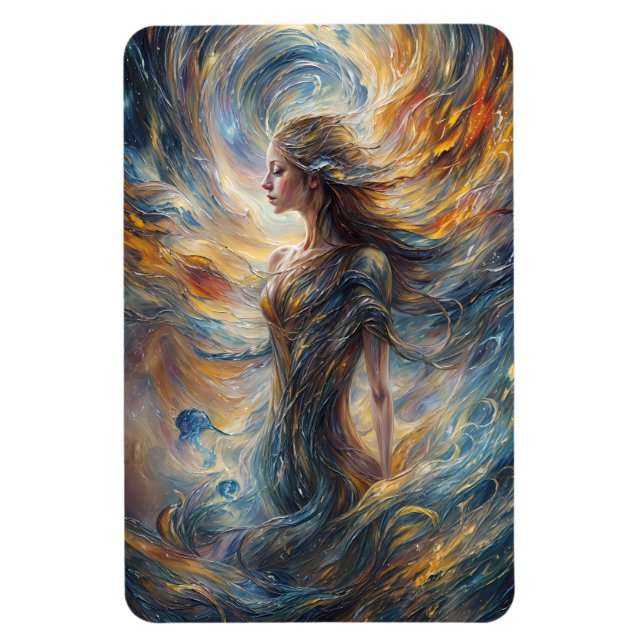 Etheral Cosmic Goddess Abstrakt Porträtt Art Magnet (Vertikal)