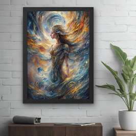Etheral Cosmic Goddess Abstrakt Porträtt Art Poster