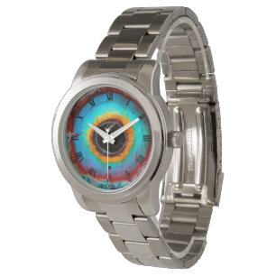 Etheral Cosmic Öga Monogram Vibrant Abstrakt Art Armbandsur