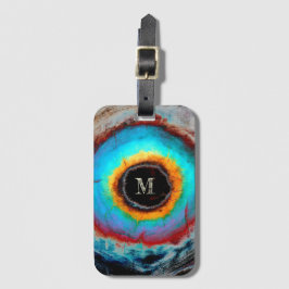 Etheral Cosmic Öga Monogram Vibrant Abstrakt Art Bagagebricka