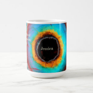 Etheral Cosmic Öga Monogram Vibrant Abstrakt Art Kaffemugg