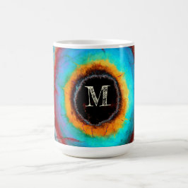Etheral Cosmic Öga Monogram Vibrant Abstrakt Art Kaffemugg