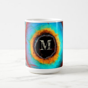 Etheral Cosmic Öga Monogram Vibrant Abstrakt Art Kaffemugg