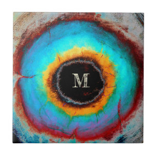 Etheral Cosmic Öga Monogram Vibrant Abstrakt Art Kakelplatta