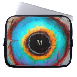 Etheral Cosmic Öga Monogram Vibrant Abstrakt Art Laptop Fodral