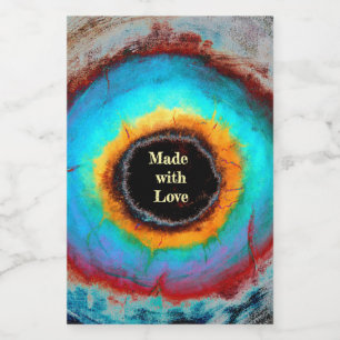 Etheral Cosmic Öga Monogram Vibrant Abstrakt Art Mat Etikett