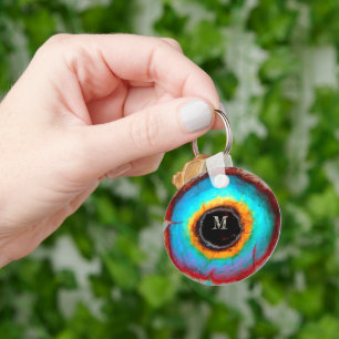 Etheral Cosmic Öga Monogram Vibrant Abstrakt Art Nyckelring