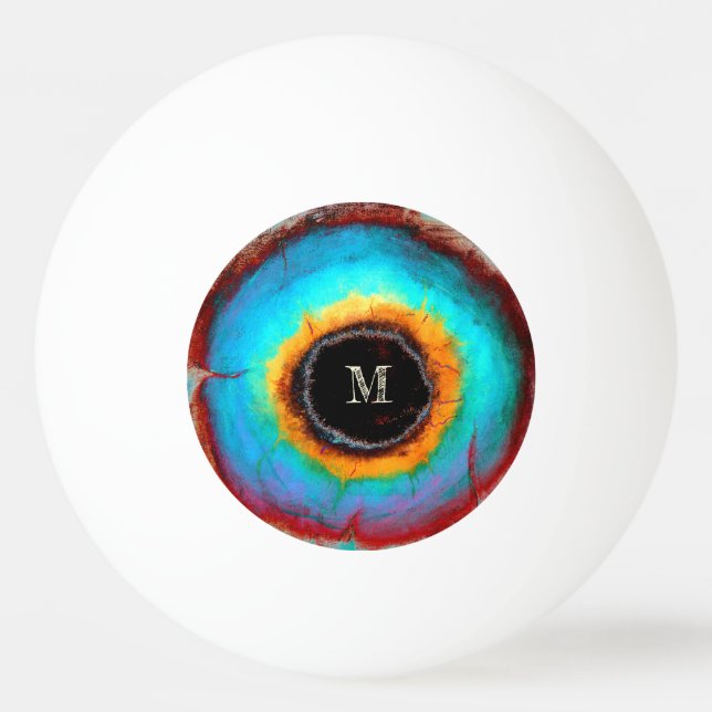 Etheral Cosmic Öga Monogram Vibrant Abstrakt Art Pingisboll (Framsidan)