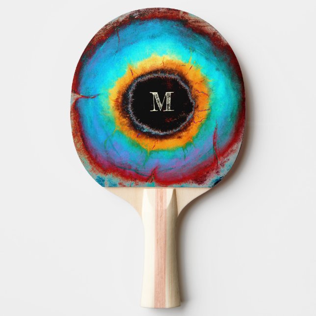 Etheral Cosmic Öga Monogram Vibrant Abstrakt Art Pingisracket (Framsidan)