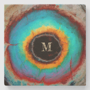 Etheral Cosmic Öga Monogram Vibrant Abstrakt Art Stenunderlägg