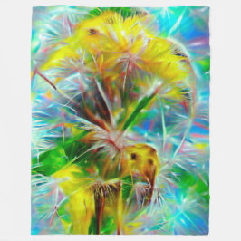 Etheral Dandelions i Neon Dreamscape Fleecefilt
